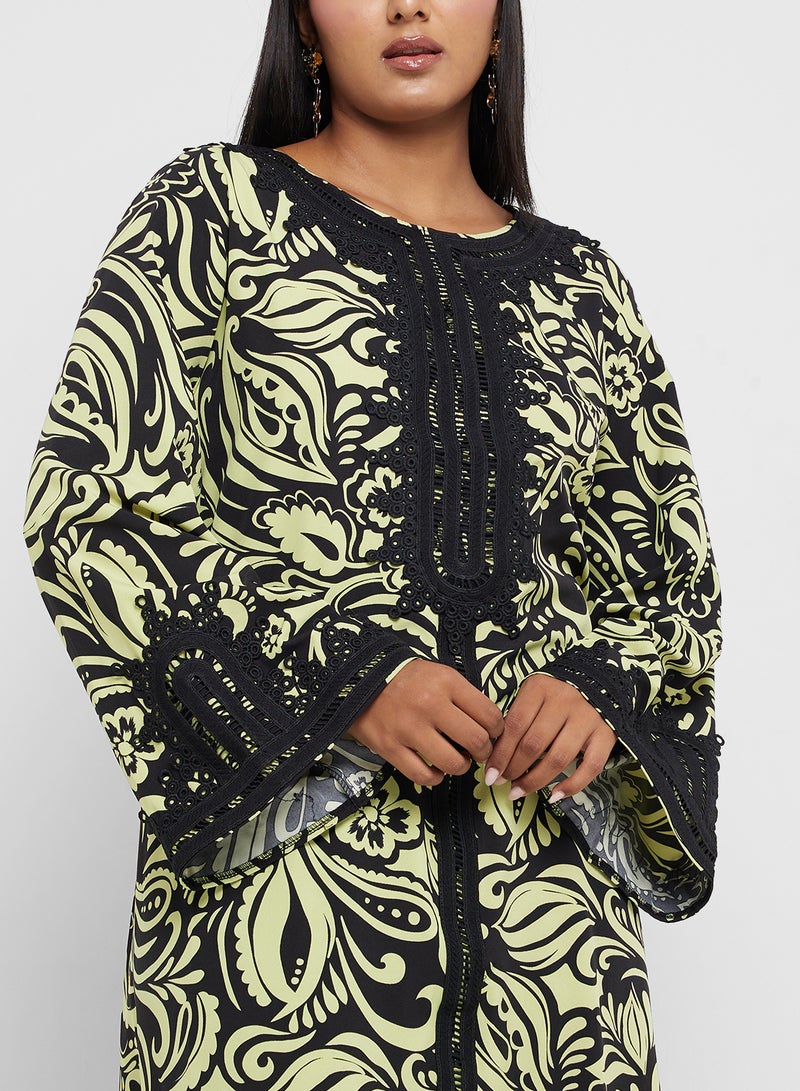 Khizana Plus Size Printed Jalabiya - Image 3