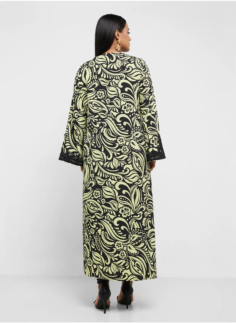 خزانة Plus Size Printed Jalabiya