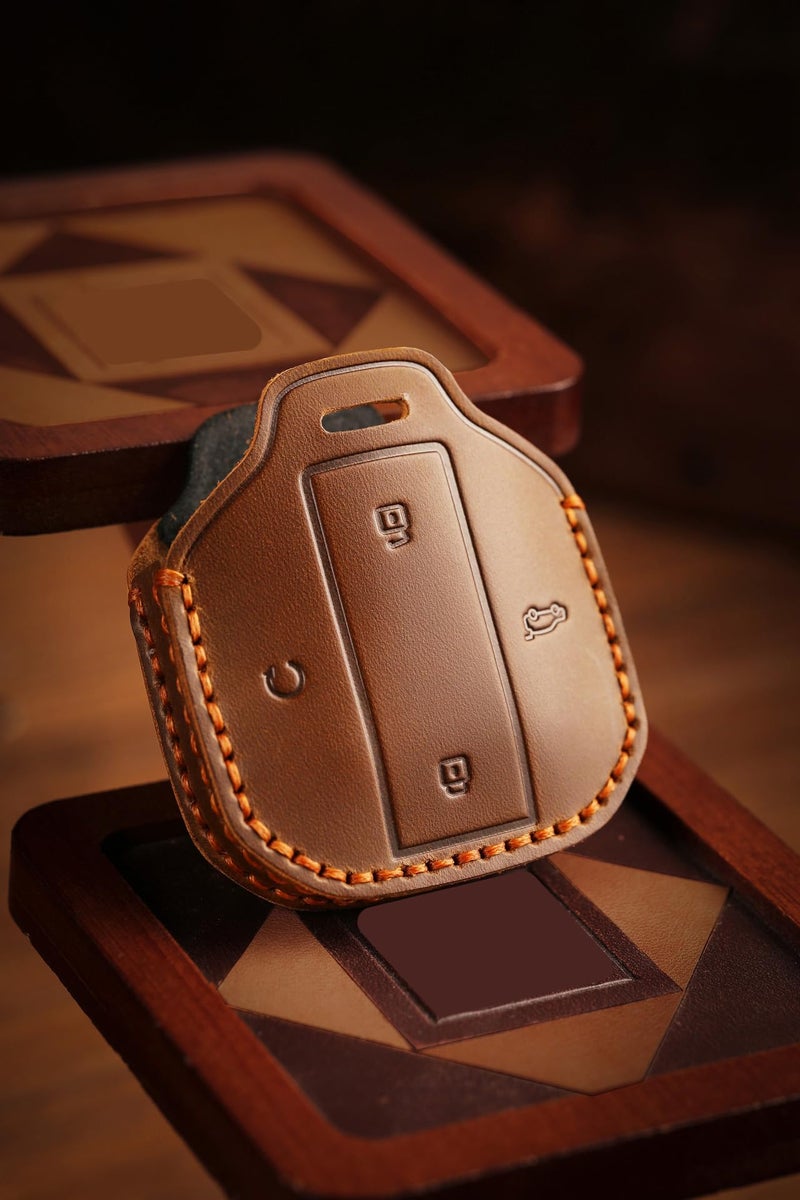 Ysbxitu Key Case Cover Compatible with Chery Jetour Freedom Shanhai T1 Traveller 2024 2025 Remote Control Protective case Durable Car Accessories Replacement Key fob Brown - Image 5