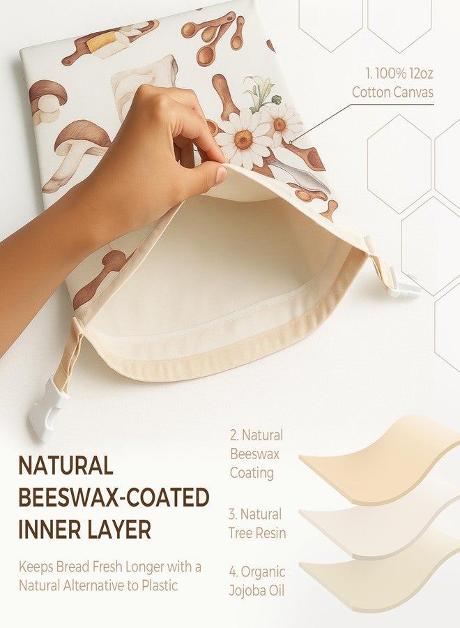 Akeeko Reusable Beeswax Bread Bags for Homemade Bread (2 Pack) - XXL 13"x19" & XL 13"x17", Zip-Closure Beeswax-Lined Cotton Pouch & Fold-Top Buckle Handle, Washable & Plastic-Free Alternative for Sourdough - Image 3