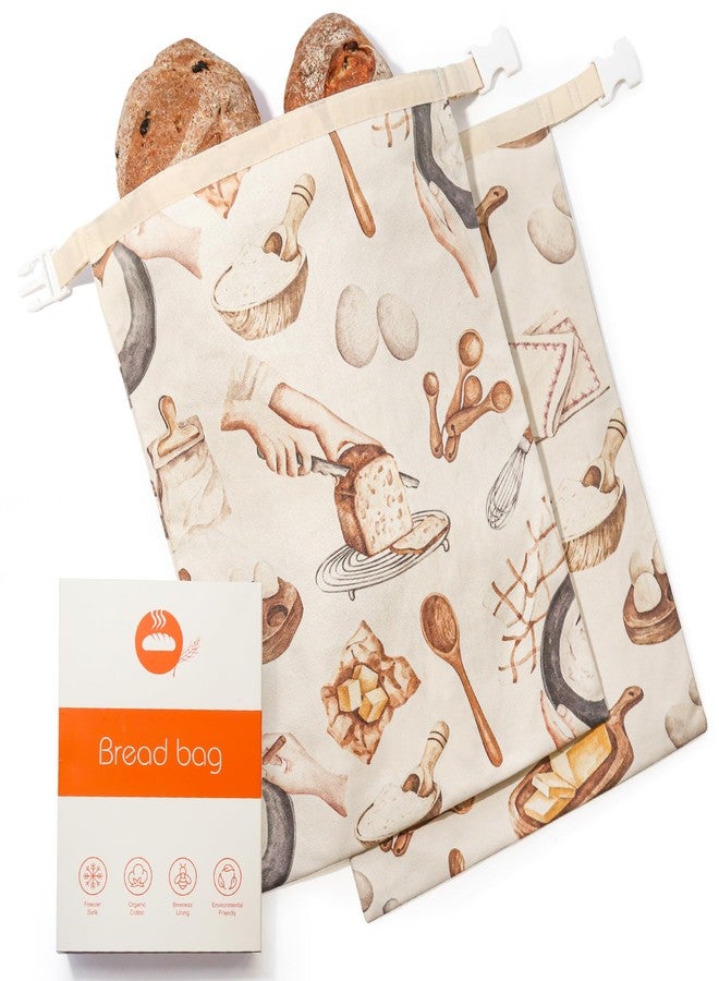Akeeko Reusable Beeswax Bread Bags for Homemade Bread (2 Pack) - XXL 13"x19" & XL 13"x17", Zip-Closure Beeswax-Lined Cotton Pouch & Fold-Top Buckle Handle, Washable & Plastic-Free Alternative for Sourdough - Image 1