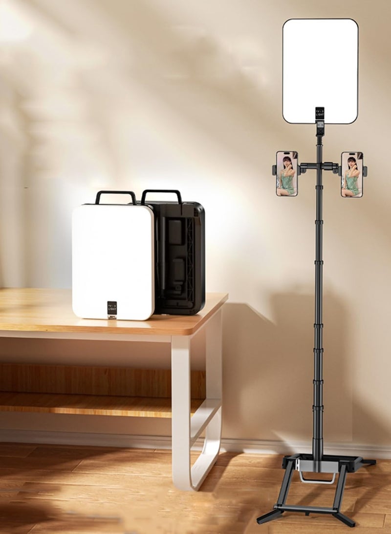 TYCOM Selfie Light with Tripod Stand 14 inch (33 * 22cm), Selfie Ring Light for Phone with Battery, LED Rectangular Light for Vlog, Social Media, Video Calls - Image 1