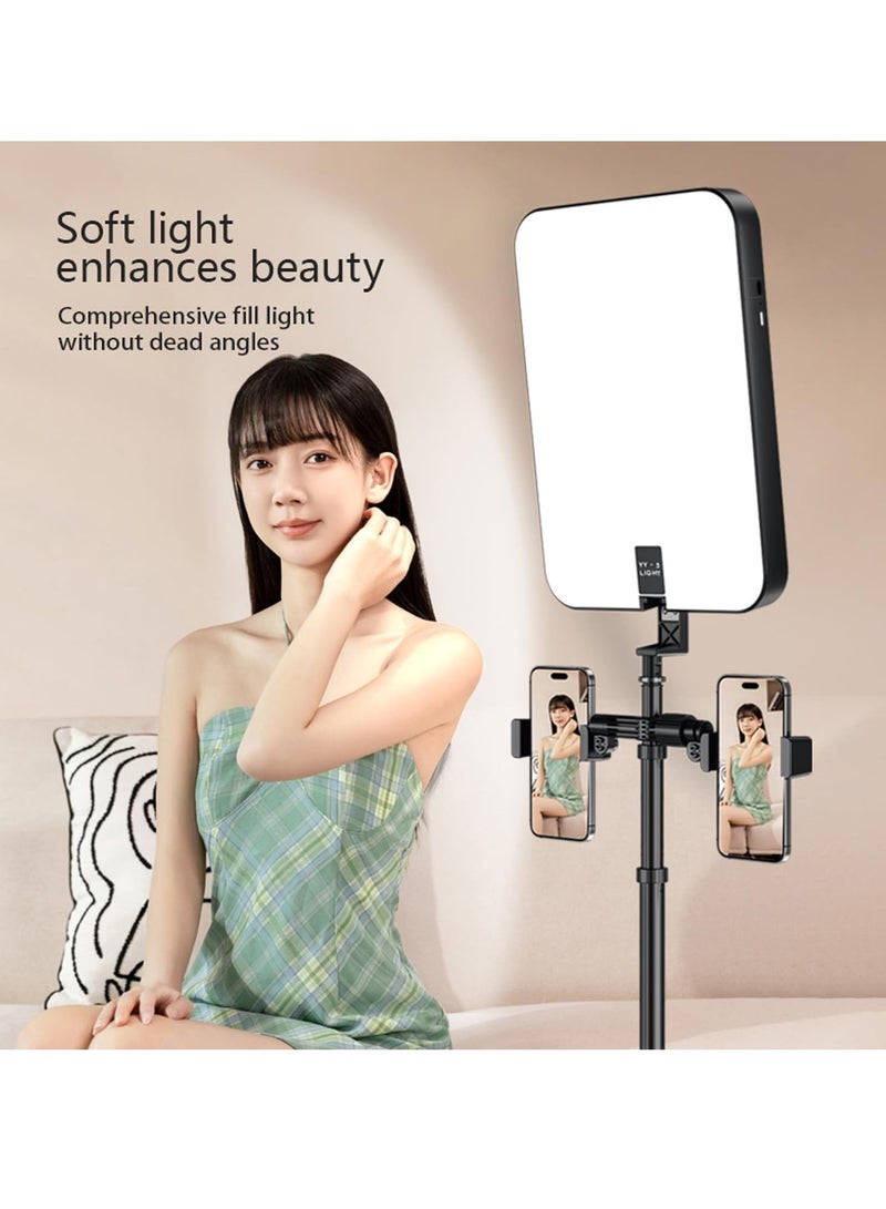 TYCOM Selfie Light with Tripod Stand 14 inch (33 * 22cm), Selfie Ring Light for Phone with Battery, LED Rectangular Light for Vlog, Social Media, Video Calls - Image 2