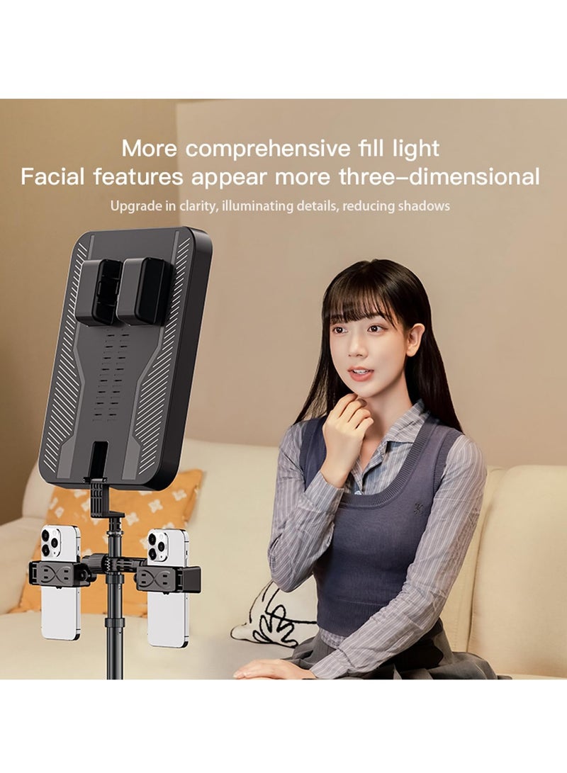 TYCOM Selfie Light with Tripod Stand 14 inch (33 * 22cm), Selfie Ring Light for Phone with Battery, LED Rectangular Light for Vlog, Social Media, Video Calls - Image 3