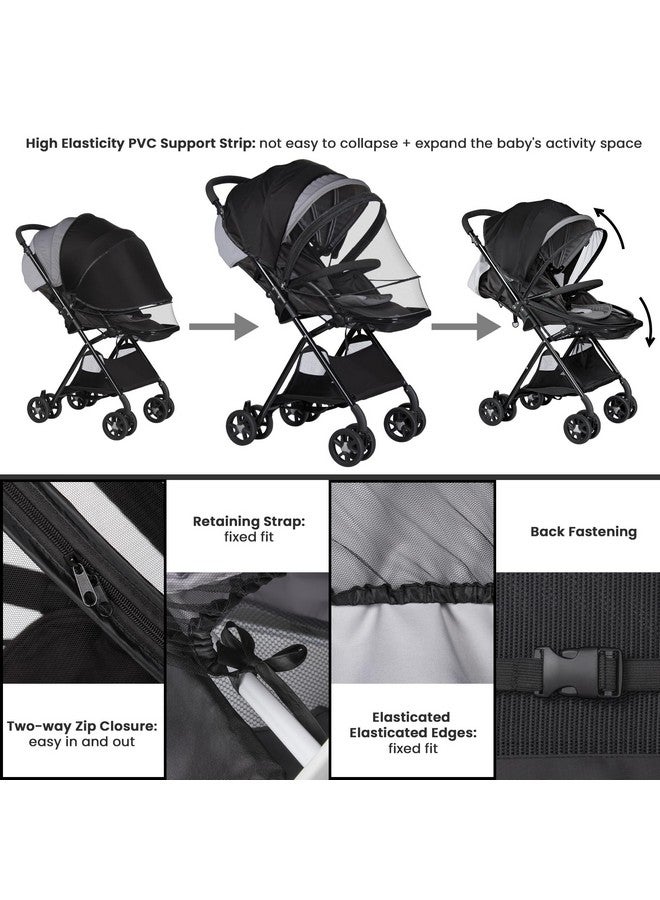 Bemece 2-in-1 Durable Baby Mosquito Net with UPF50+ Sunshade for Stroller, Universal Mosquito for Stroller with Two-Way Zippers & Storage Bag, Breathable & Foldable Baby Bug Net for Strollers - Image 4