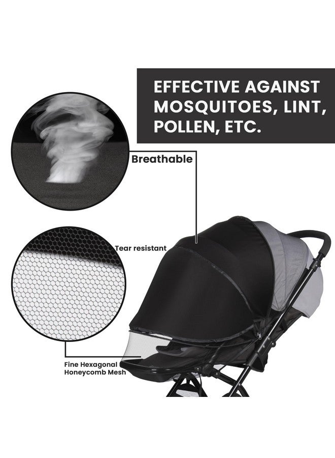 Bemece 2-in-1 Durable Baby Mosquito Net with UPF50+ Sunshade for Stroller, Universal Mosquito for Stroller with Two-Way Zippers & Storage Bag, Breathable & Foldable Baby Bug Net for Strollers - Image 5