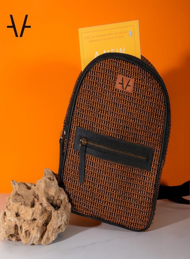 Avake Rustic Brown Vegan Backpack for Women - Elegant Raffia Weave, Stylish, Trendy, Lightweight & Durable Everyday Bag | Travel, Picnic Backpack for Girls | Ideal for Birthday, Anniversary Gift - Image 3