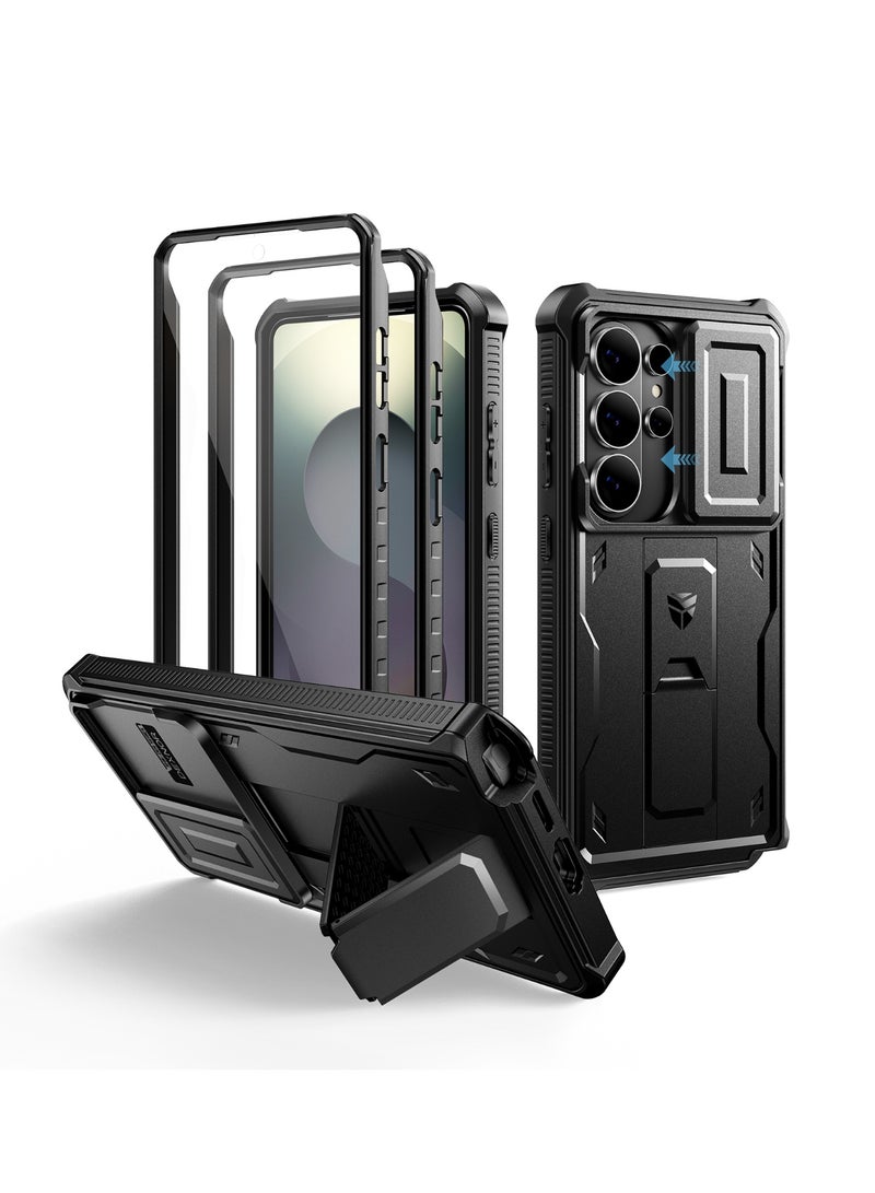 Dexnor for Samsung Galaxy S26 Ultra Case with Upgraded Slide Camera Cover & 2 Front Frames & Built-in Screen Protector & Kickstand, Heavy-Duty Rugged Case Full-Body Protective Cover(2026),Black - Image 1