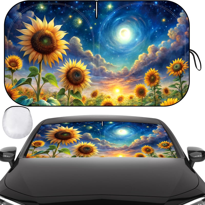 Clothclose Windshield Sun Shade Car Sun Shade Windshield Reflector Sunshade Offers Ultimate Protection for Car Interior Reflective Polyester Blocks Heat for Sedans Mini SUVs Hatchbacks 57 x 315 inches - Image 3