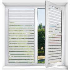 WISDOM WISDOM Stripe Frosted Static Cling Decorative Glass Film Anti UV Window Privacy Film Non Adhesive Window Cling Door Cover for Home Office Meeting Room Vinyl Frosted Film 2 Feet 140 Inches  - Image 4