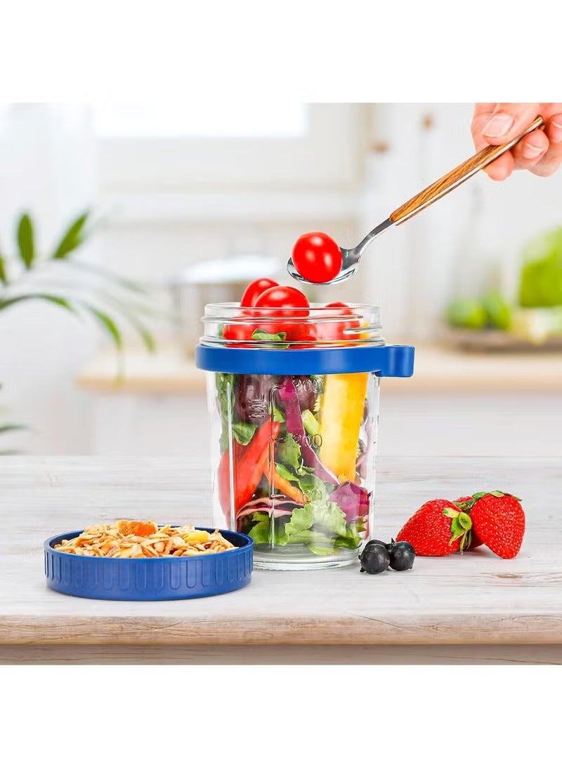 آنا طقم زجاجي مكون من قطعتين مع غطاء وملعقة، علبة محكمة الإغلاق لوجبة خفيفة، مرتبة لتناول الإفطار، مناسبة لحمل زبادي، حليب، أو شوفان - Image 5