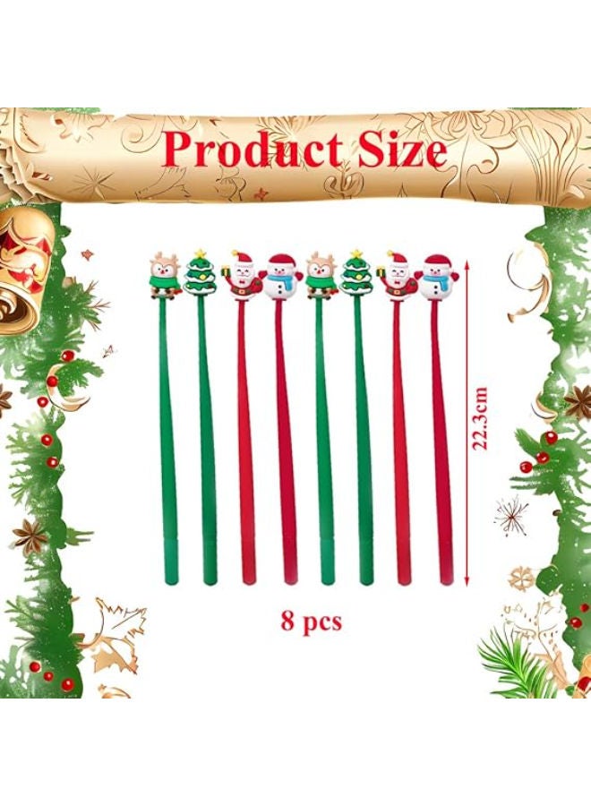 قلم حبر جاف لعيد الميلاد، 8 أقلام، 0.38 مم - Image 2