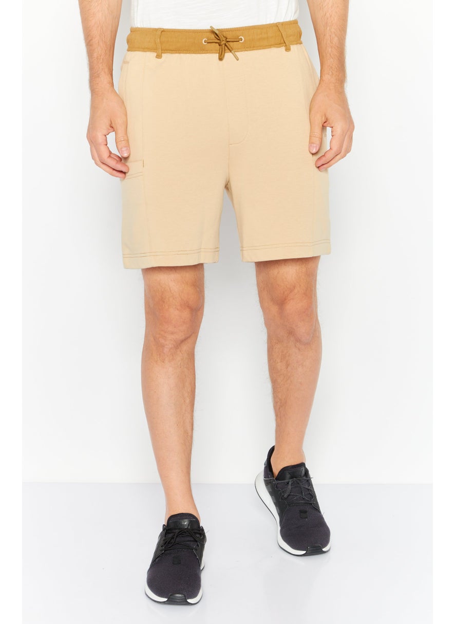 ESPRIT Men Drawstring Solid Basic Short, Beige  - Image 1