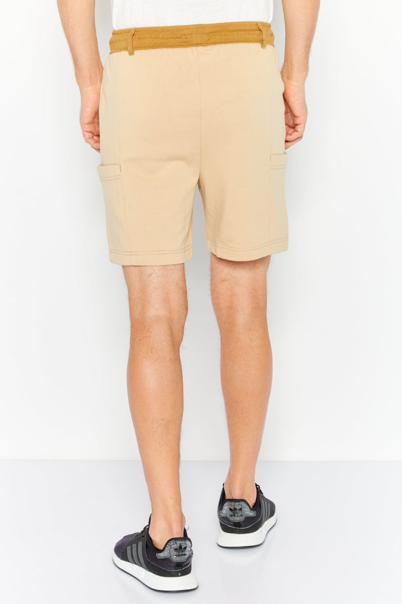 ESPRIT Men Drawstring Solid Basic Shorts, Beige - Image 4