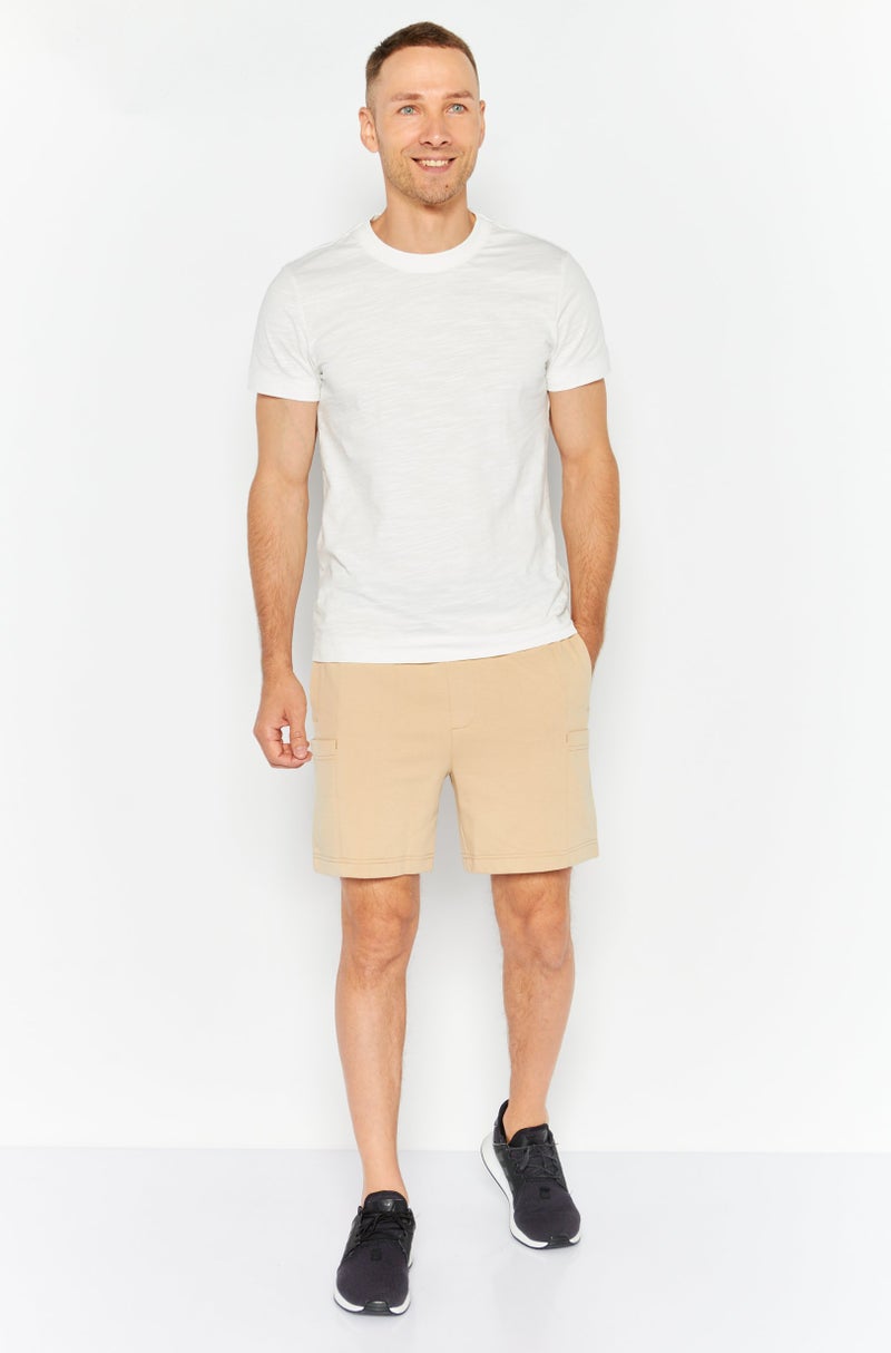 ESPRIT Men Drawstring Solid Basic Shorts, Beige - Image 2
