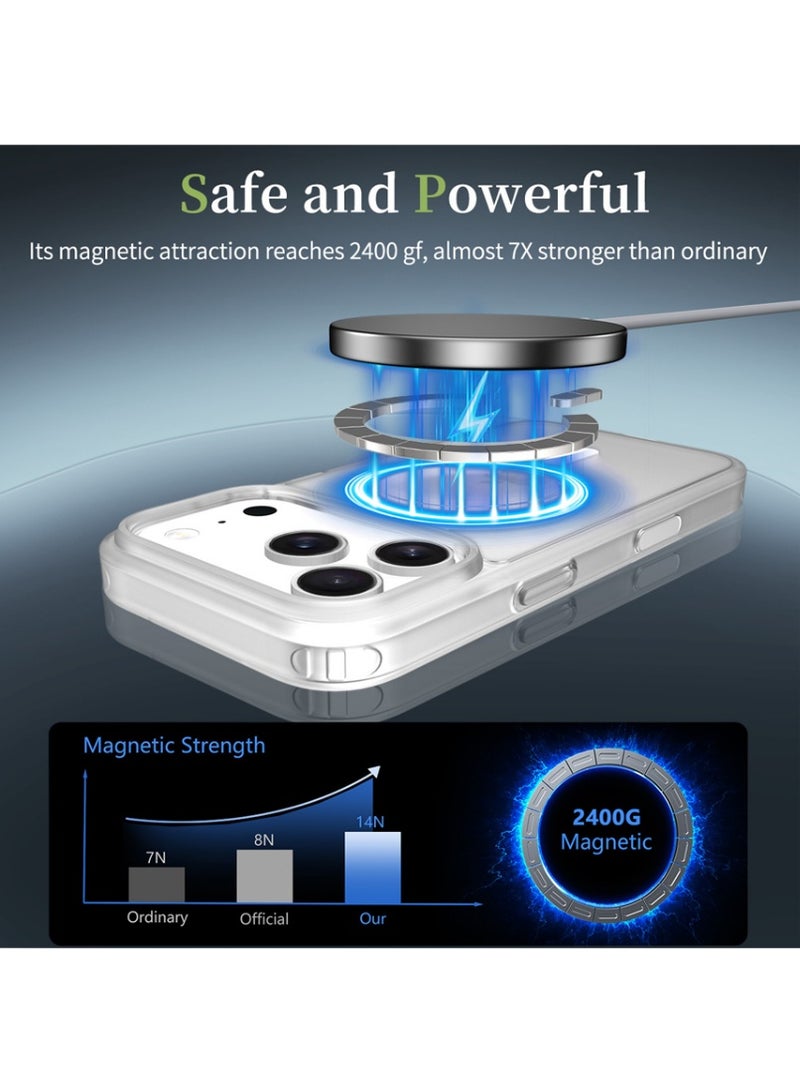 X-level iPhone 17 Pro MagSafe Case Magnetic Back Cover,【 Shockproof Protection】Translucent Matte Back, Slim Phone Cover with Strong Magnet for Apple 17 Pro (2025)(White) - Image 3
