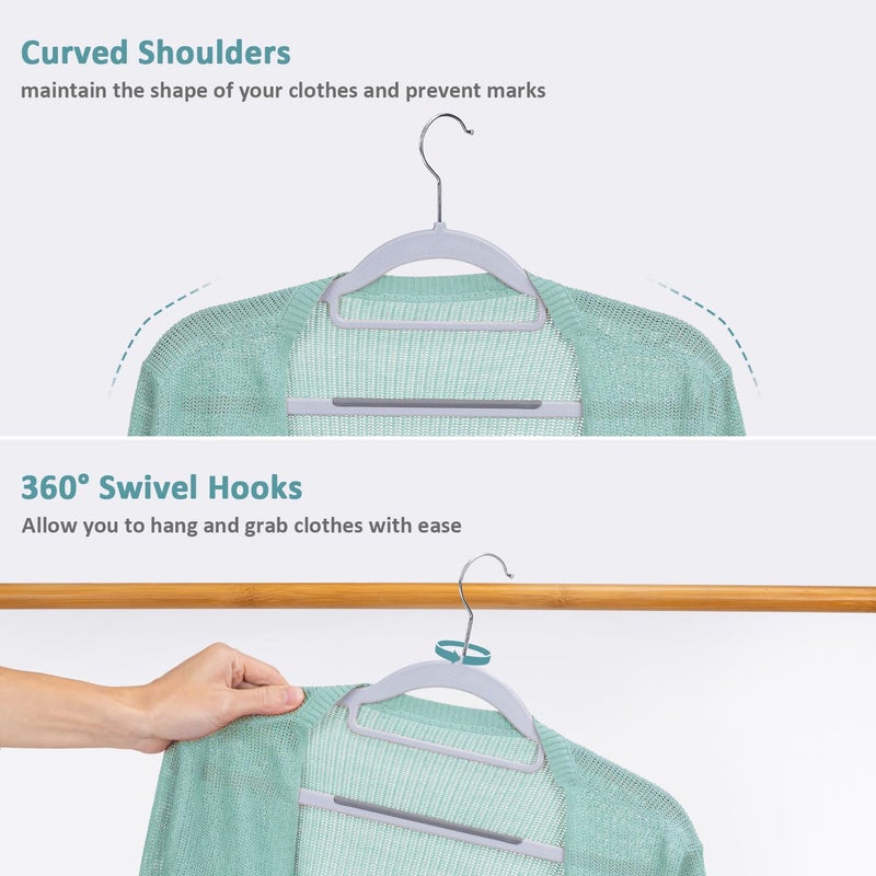 LMTrystFit 30-Pack Plastic Clothes Hangers, Space Saver, Non Slip, 360Â° Swivel Hook, 0.2 Inches Slim, Sturdy Heavy Duty Hangers for Coat, Durable Hangers for Suits, Light and Dark Gray - Image 5