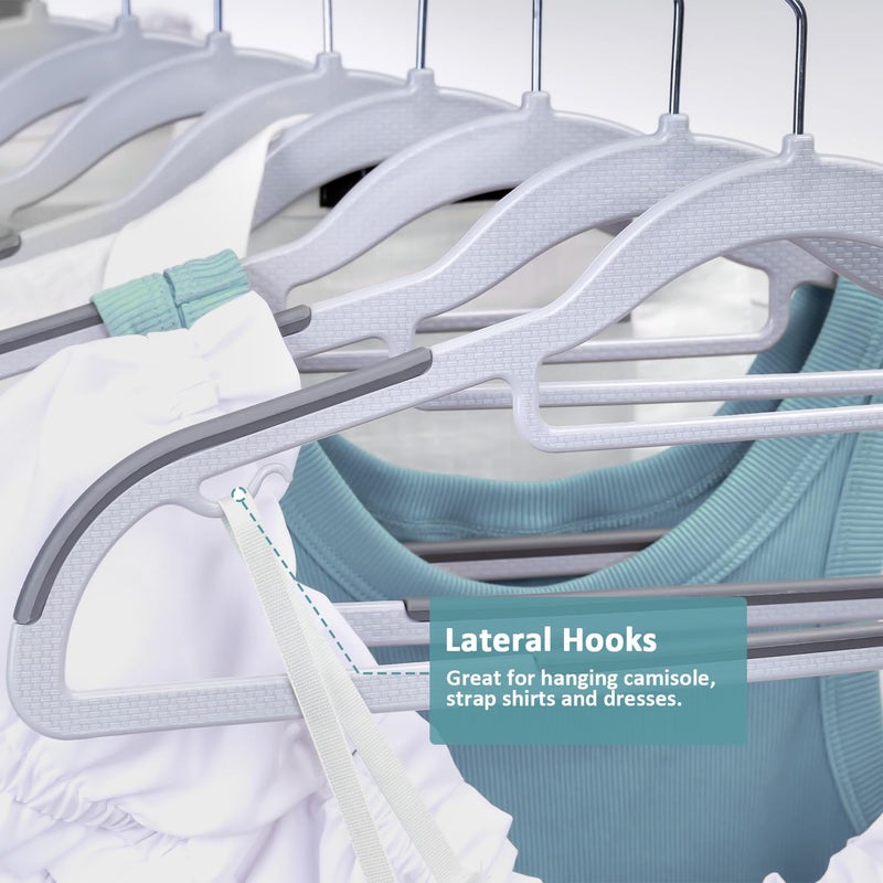 LMTrystFit 30-Pack Plastic Clothes Hangers, Space Saver, Non Slip, 360Â° Swivel Hook, 0.2 Inches Slim, Sturdy Heavy Duty Hangers for Coat, Durable Hangers for Suits, Light and Dark Gray - Image 3
