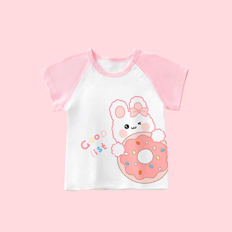 Children''s Cotton Top Baby''s Short-sleeved T-shirt Summer Thin Female Baby''s Boneless Base Summer Cartoon Clothes for Men - Image 1