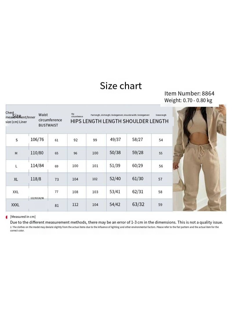 general Women's three-piece long pants with fleece hooded sweatshirt for sporty and casual winter outfit set - Image 2