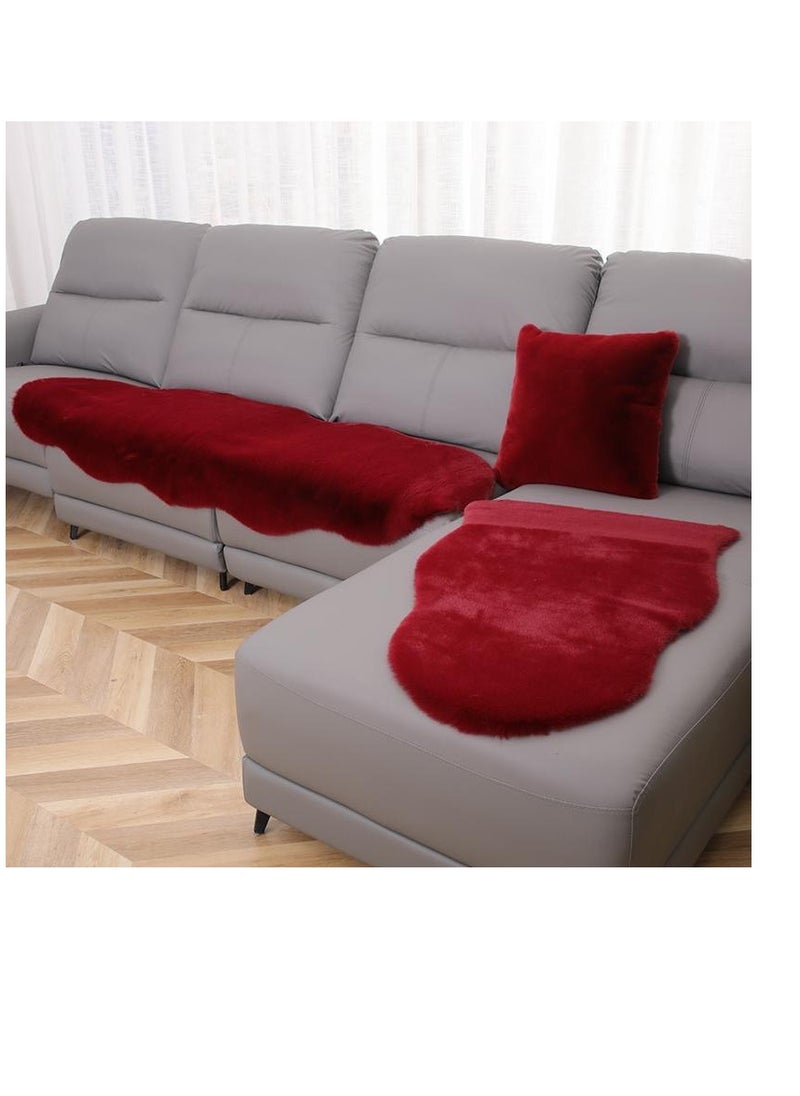 BAIG 3Pcs set, 1Pc couch carpet 180*60cm, 1Pc Half couch carpet 90*60cm, 1Pc Pillow with filling 45*45cm,Soft Faux Fluffy Rugs Artificial Sheepskin Long Hair Carpet Floor Wool Fluffy Mat,Non Slip  - Image 1