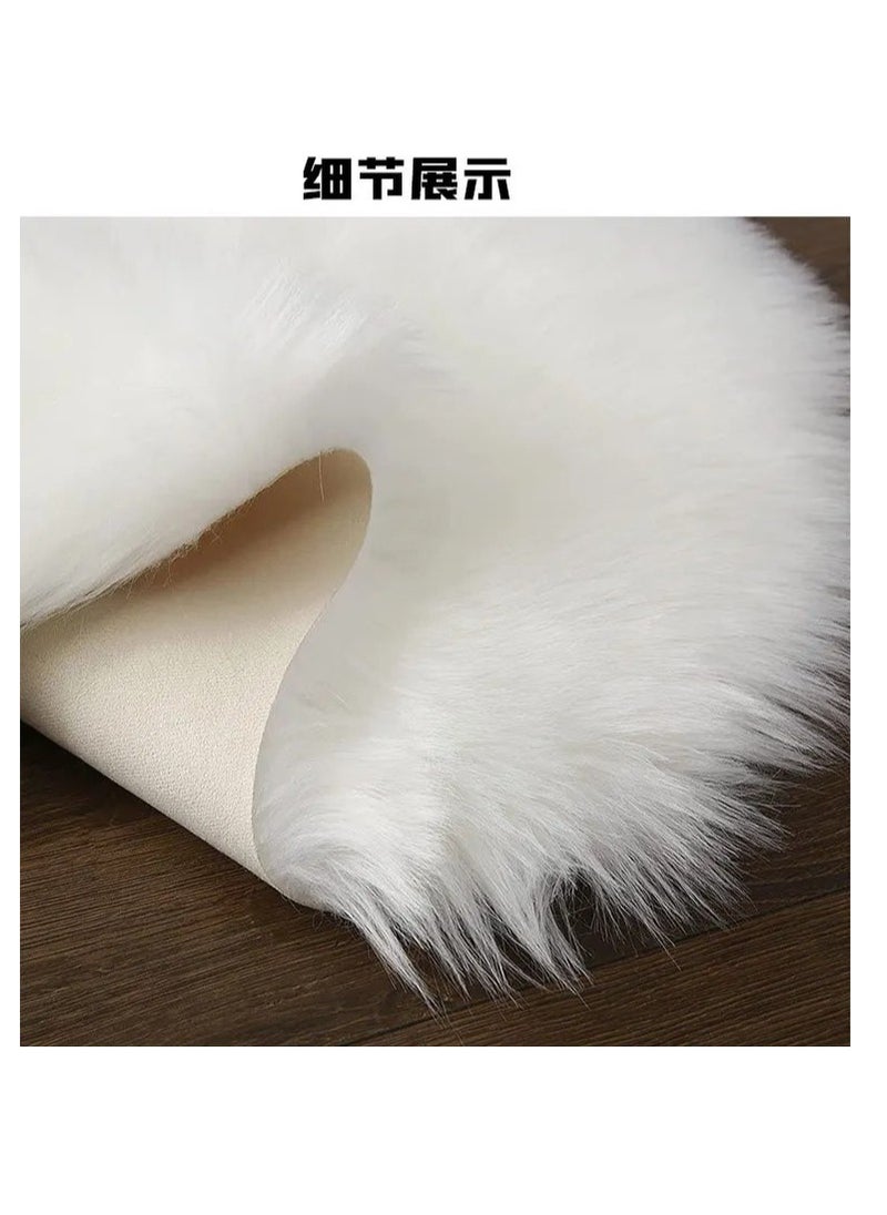 BAIG 3Pcs set, 1Pc couch carpet 180*60cm, 1Pc Half couch carpet 90*60cm, 1Pc Pillow with filling 45*45cm,Soft Faux Fluffy Rugs Artificial Sheepskin Long Hair Carpet Floor Wool Fluffy Mat,Non Slip  - Image 2