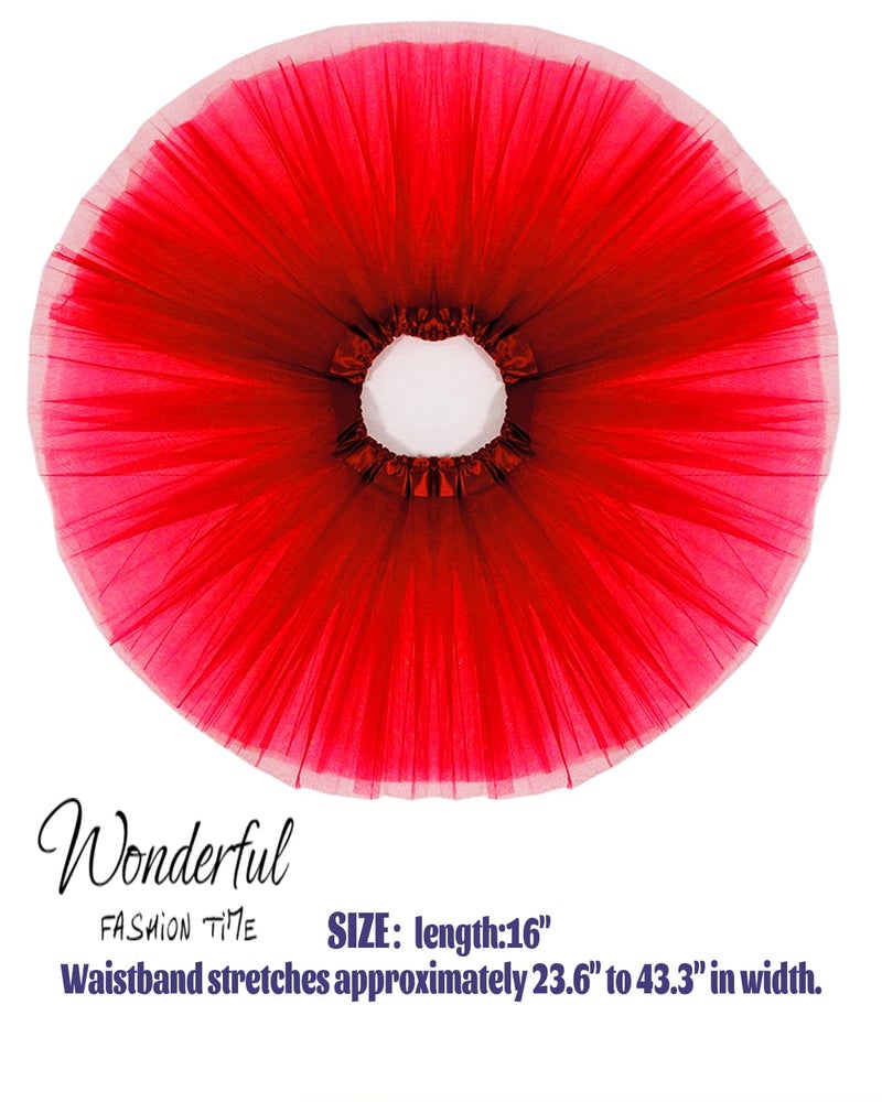 SUFEINI Women's 3-Layered Tulle Tutu Skirt, Red, L (for Adult, Party-Goers, Dancers, Halloween Enthusiasts) - Image 3