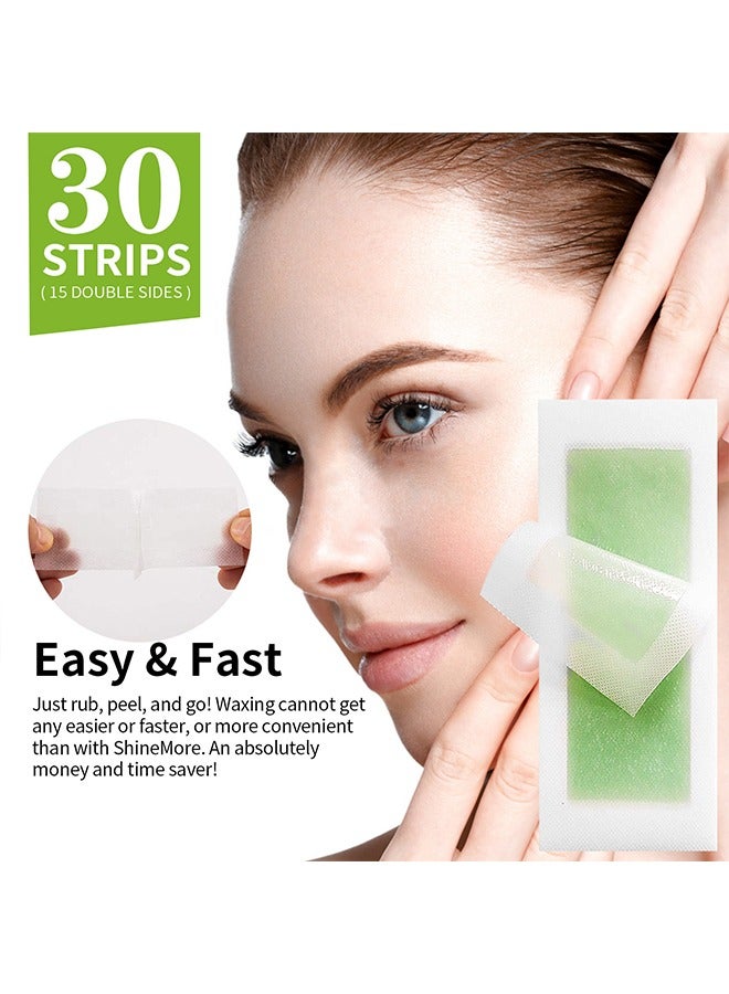 SUMAX Facial Wax Strips for Hair Removal, Double Sides Facial Body Wax Strips, Waxing Kit with (30 Face Wax Strips+4 Calming Oil Wipes)  For Women Man - Image 2