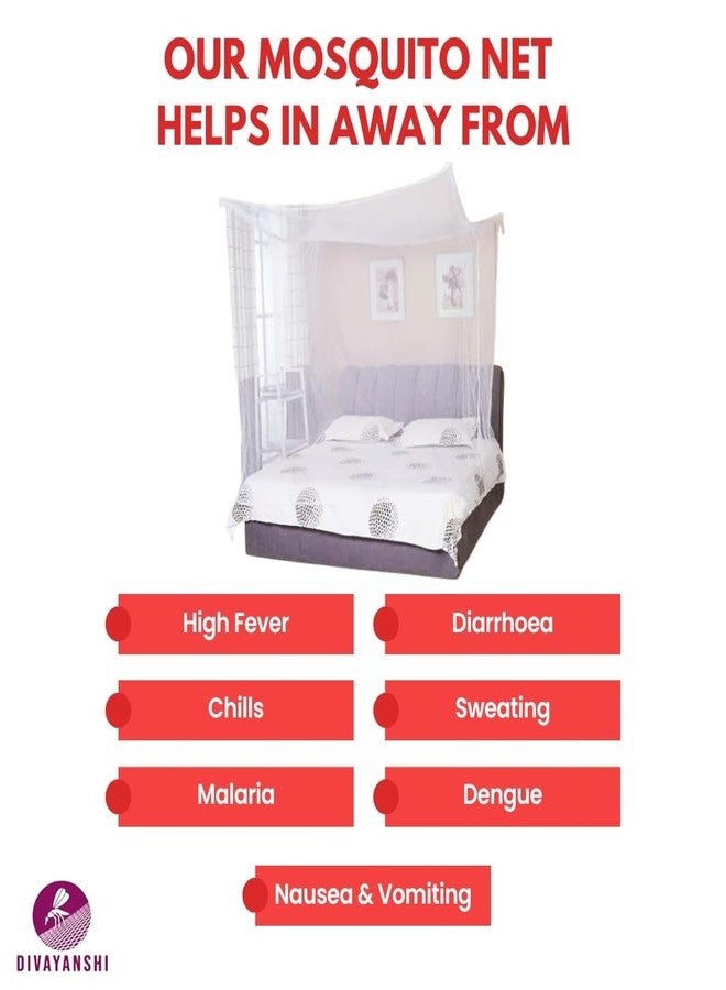 Divyanshi Mosquito Net ناموسية ديفيانشي زرقاء اللون، مناسبة للسرير المفرد/المزدوج، مقاس 4 × 6.5 بوصة، توفر حماية من الحشرات. - Image 5