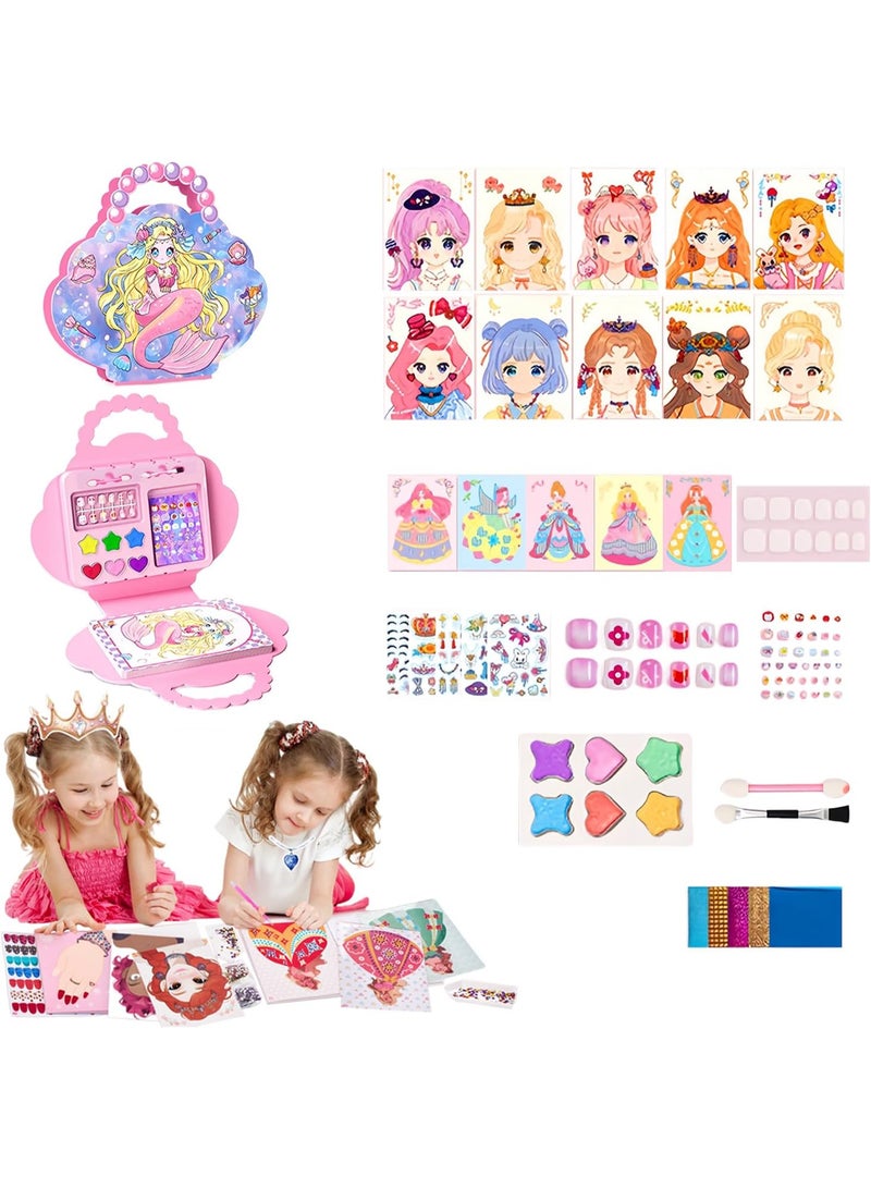 Art Craft Activity for Kids, Paper Craft Kits, Diamond Painting, Dress Up & DIY Paper Makeup Arts, Princess Toys Gift Set, Birthday Party Gift for Girls - Image 1