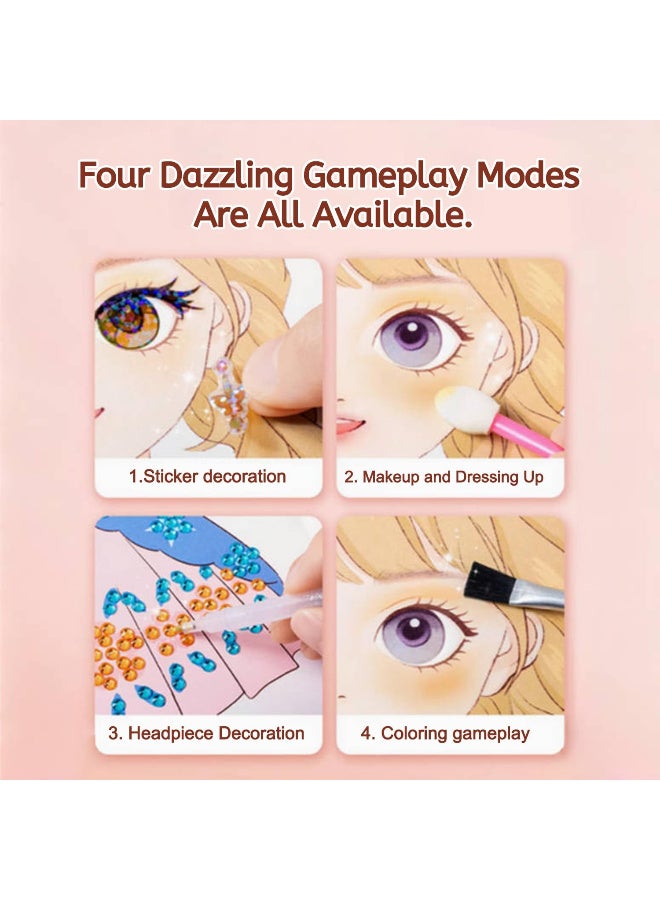 Art Craft Activity for Kids, Paper Craft Kits, Diamond Painting, Dress Up & DIY Paper Makeup Arts, Princess Toys Gift Set, Birthday Party Gift for Girls - Image 5