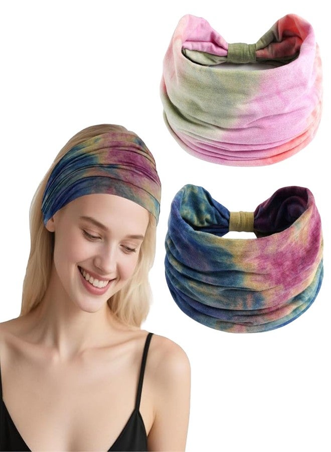 KalamkariX 2PCS Bandanas for Women, Boho Hair Accessories for Women, Stylish Headbands for Fitness and Yoga, Hairband for Woman, Soft Cotton Head Scarves for Running and Gym Activities - Image 1