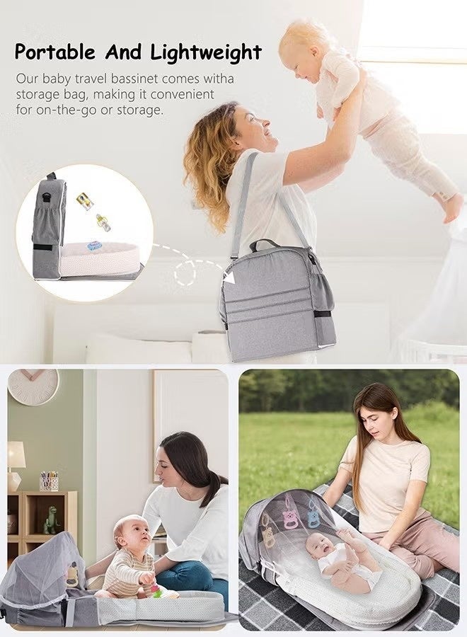 NIBEMINENT Portable Foldable Baby Bed with Mosquito Net, Cartoon Toys & Removable Cotton Sheet for Travel Easy to Carry - Image 5