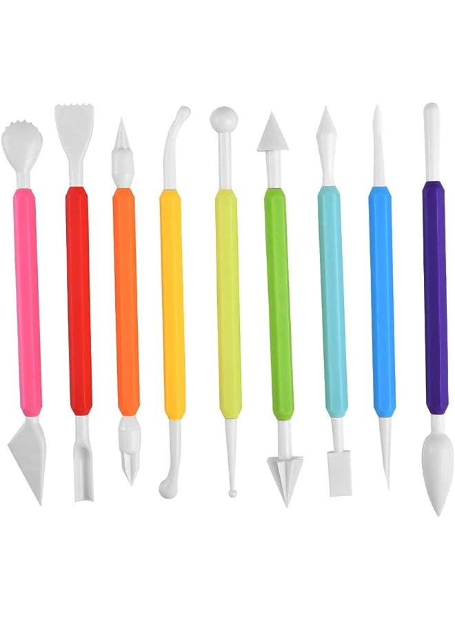 كاست ويف مجموعة أدوات تزيين الكعك من 9 قطع، مجموعة أدوات تشكيل الفوندان مع 18 شكلاً مختلفًا لنحت معجون الزهور، طين النمذجة، أداة صناعة السكر، ملحقات الخباز - Image 1