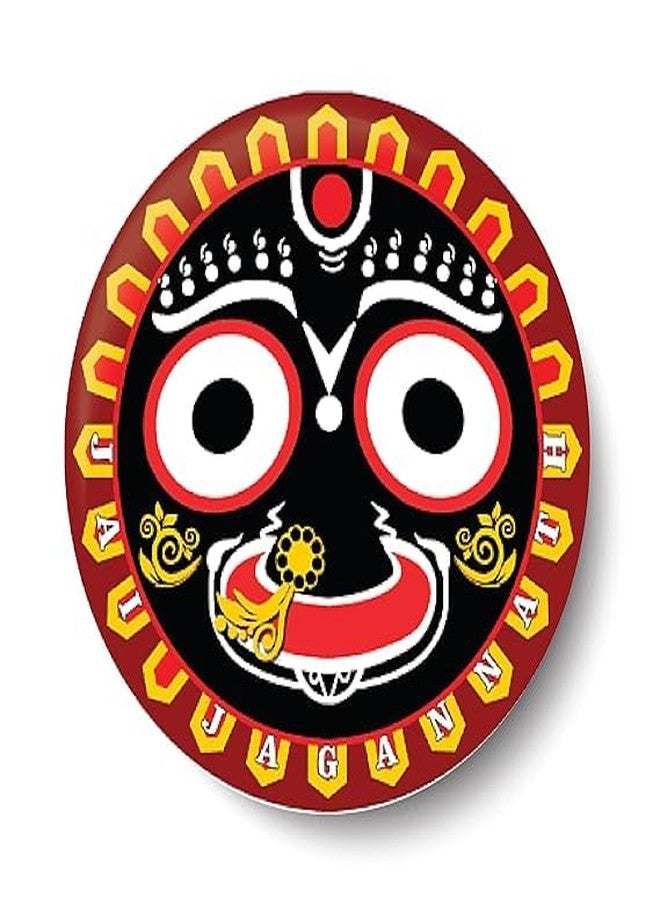 Jagannath Round Pin badge,2.25 Inch Pack of 2 Religious Theme, Multicolour, Circular Design
