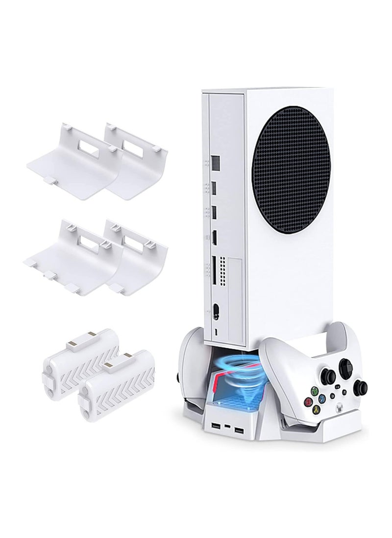 DOBE - Cooling Stand for Xbox Series S, Vertical Cooling and Charging Stand, cooling station, Dual Controller USB Ports 2 x 800mAh Rechargeable Batteries for XSX|S/One S/One X/One cooling system coolingfan - Image 1