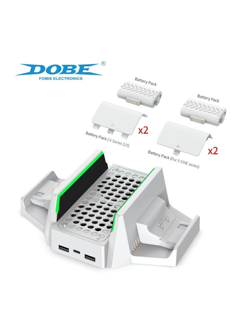 DOBE - Cooling Stand for Xbox Series S, Vertical Cooling and Charging Stand, cooling station, Dual Controller USB Ports 2 x 800mAh Rechargeable Batteries for XSX|S/One S/One X/One cooling system coolingfan - Image 1