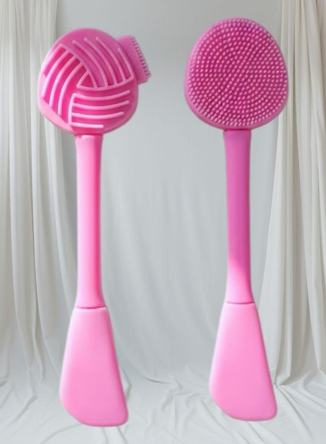 PHILBENT 4 In 1 Soft Silicone Blackhead Remover | Face Scrubber Brush | Face Mask Applicator & Scrubber | Skin-friendly Facial Cleaning Brush. [PINK COLOR, PACK OF 1] - Image 1