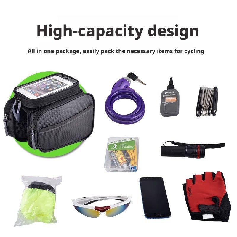 Bicycle Top Tube Bag Waterproof Phone Holder Crossbar Bag - Image 4
