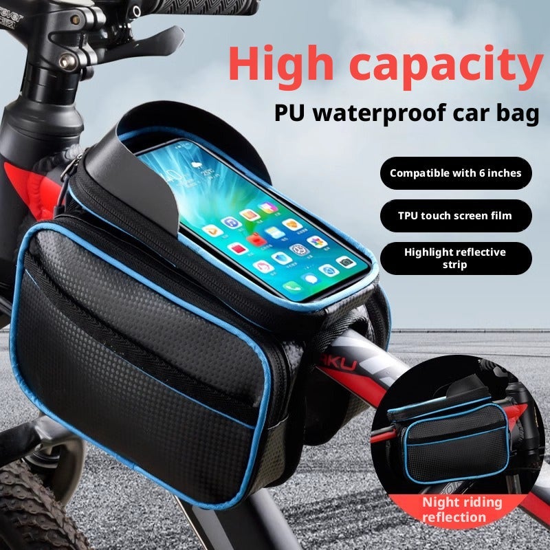 Bicycle Top Tube Bag Waterproof Phone Holder Crossbar Bag - Image 1