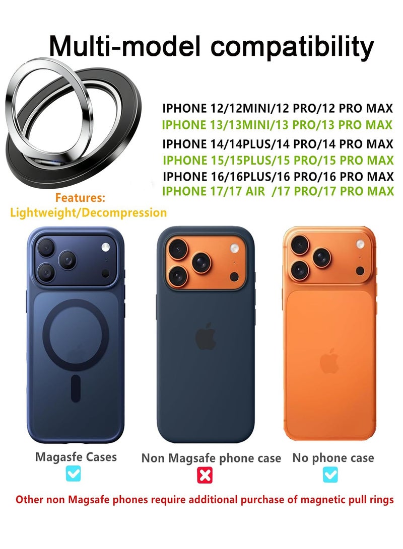 دراكلاو حامل حلقي مغناطيسي للهاتف متوافق مع تقنية MagSafe، حامل تثبيت للهاتف المحمول قابل للدوران 360 درجة، مزود بحلقة إصبع وقاعدة تثبيت مغناطيسية مزدوجة الجوانب، متوافق مع ملحقات MagSafe لأجهزة iPhone 17/16/15/14/13/12. - Image 3