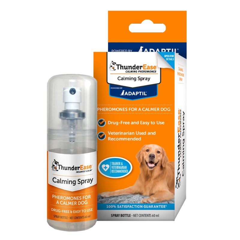 ThunderEase بخاخ فيرومون تهدئة الكلاب ثاندر إيز | مدعوم من أداكتيل | تقليل القلق أثناء السفر وزيارات الطبيب البيطري والإقامة - Image 1