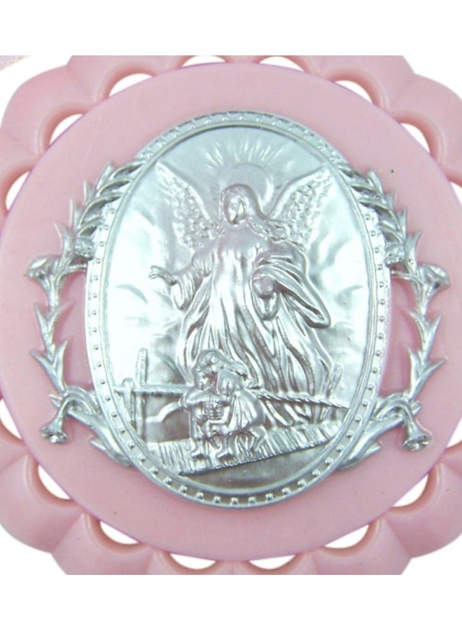 WJH Moulded Acrylic Pink Crib Medal with Guardian Angel for Baby Girl Nursery Decor - Image 3