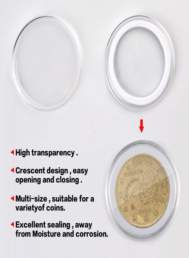 ALCYON 84 Pieces 46 mm Coin Capsules, with Foam Gasket and Plastic Storage Organizer Box, Coins Holder Collector Case for Coin Collection Supplies 6 Sizes (20/25/27/30/38/46mm) - Transparent - Image 2