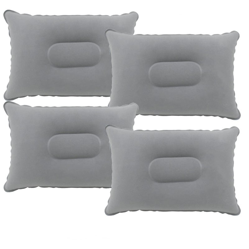 Alovexiong Alovexiong 4 Pack Gray Ultralight Inflatable Pillow Small Squared Flocked Fabric Air Pillow for Beach HikingCampingTravelingNappingDesk RestNeck Lumbar Support 