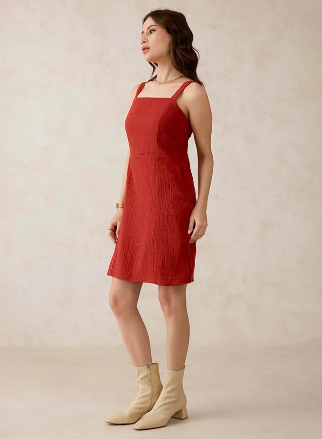 Virgio VIRGIO 100% Cotton Strappy Square Neck Mini Dress