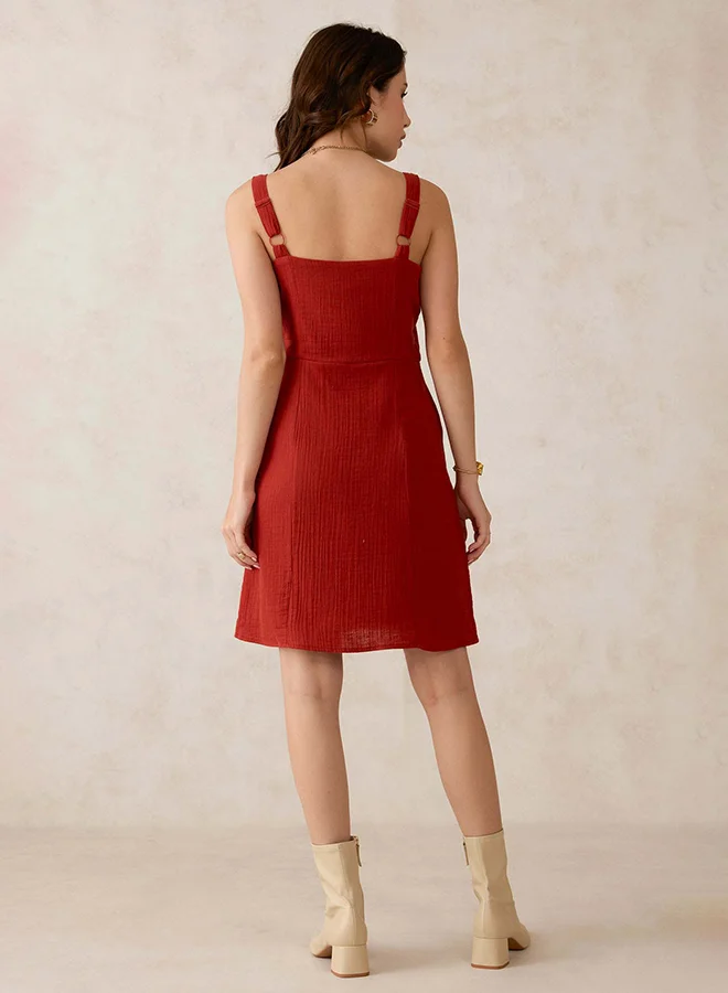 Virgio VIRGIO 100% Cotton Strappy Square Neck Mini Dress