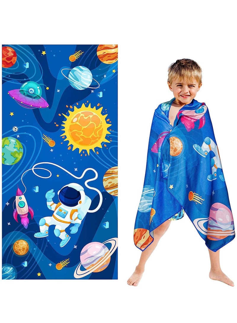 SYOSI Beach Towel for Kids, Super Absorbent Quick Dry Microfiber Beach Towel, Astronaut Print Pattern Beach Towel, Children Beach Blanket for Bath Sport Travel Beach Swimming Camping (30 X 60 Inch) - Image 1