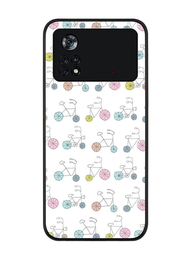 Stylizedd Rugged Black edge case for Poco M4 Pro 4G Slim fit Soft Case Flexible Rubber Edges Anti Drop TPU Gel Thin Cover - Cycle Sribbles - Image 1