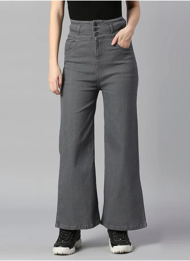 HIGH STAR High Rise Light Wash Wide Leg Jeans by Styli